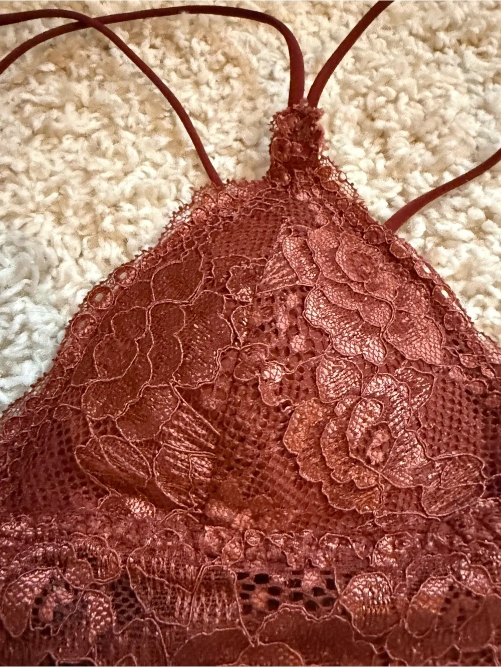 Urban Outfitters Lace Bralette in Deep Rust small